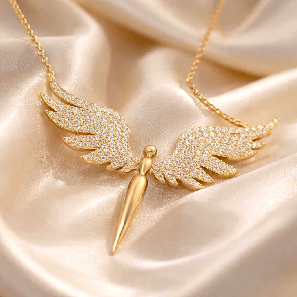 Gümüş Gold Mikail Meleği Kadın Kolye