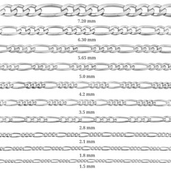 1.50 mm Gümüş Figaro Zincir - 0.40 mikron - Thumbnail