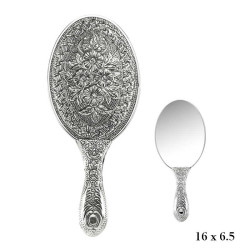 Gumush - 925 Ayar Gümüş Papatya Desenli El Aynası