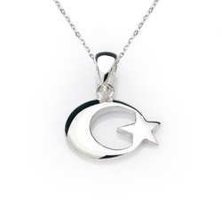 Gumush - Sterling Silver 925 Moon Star Necklace for Women