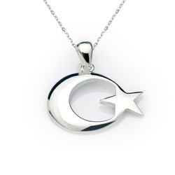 Gumush - Sterling Silver 925 Moon Star Necklace for Women