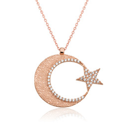 Gumush - Sterling Silver 925 Moon Star Necklace for Women