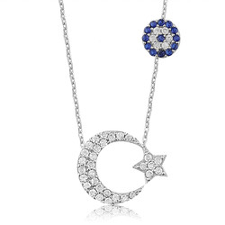 Gumush - Sterling Silver 925 Moon Star Necklace for Women