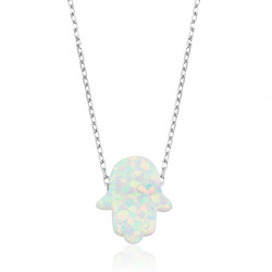 Gumush - Sterling Silver 925 Opal Hamse Necklace for Women