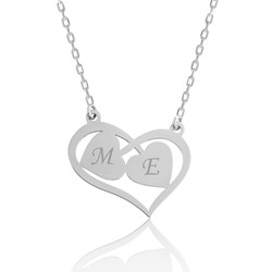Gumush - Sterling Silver 925 Letter Heart Necklace For Women