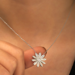 ​Gümüş Çiçek Bayan Kolye - Thumbnail