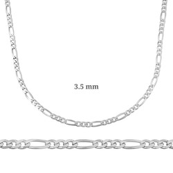 Gumush - Sterling Silver 925 Figaro Necklace Chain 3.50 mm