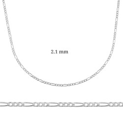 Gumush - Sterling Silver 925 Figaro Chain Necklace 2.10 mm