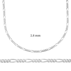 Gumush - Sterling Silver 925 Figaro Necklace Chain 2.80 mm