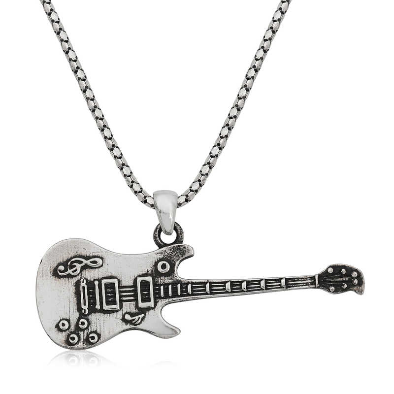 ​gümüş Elektro Gitar Erkek Kolye
