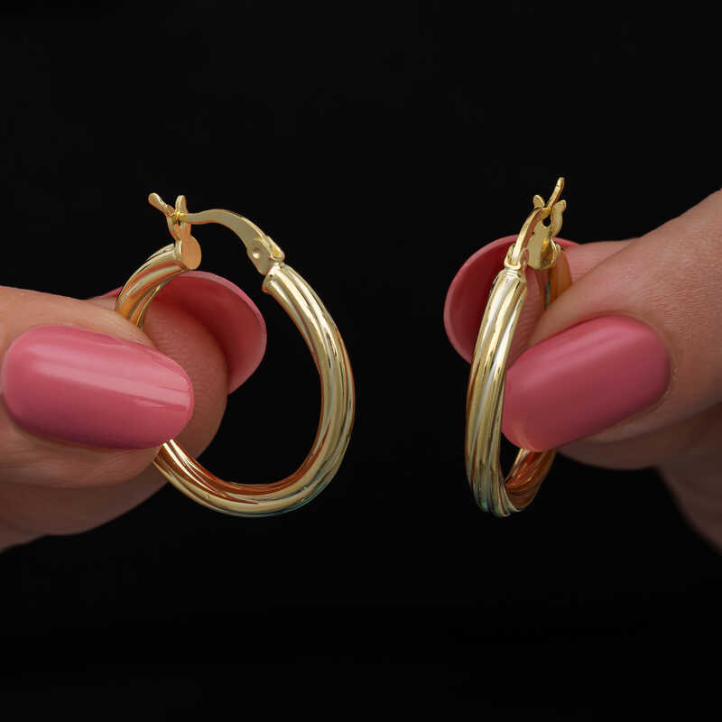 Gümüş Gold 3 Mm Burgu Şarnel Küpe