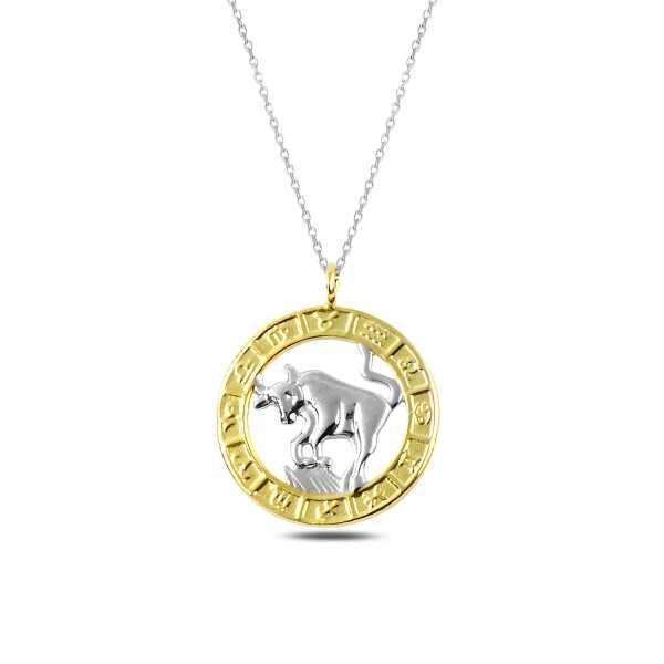 ​gümüş Gold Boğa Burcu Kolye