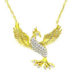 Gumush - Gümüş Gold Zümrüdü Anka Kuşu Kadın Kolye