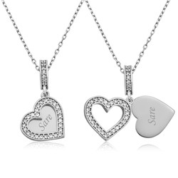 Gumush - Sterling Silver 925 Personalized Heart Necklace for Women