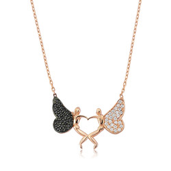 Gumush - Sterling Silver 925 Heart Angel Necklace For Women
