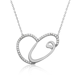 Gumush - Sterling Silver 925 Heart Wow Necklace For Women