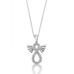 Gumush - Sterling Silver 925 Infinity Angel Wings Necklace for Women