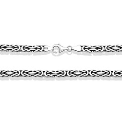 Gumush - Sterling Silver 925 Byzantine Chain Necklace - Oxidied Square 10 mm