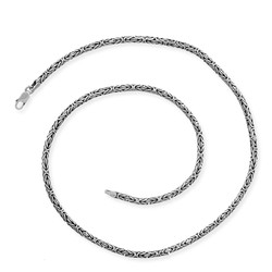 Gumush - Sterling Silver 925 Byzantine Chain Necklace - Oxidied Round 3 mm