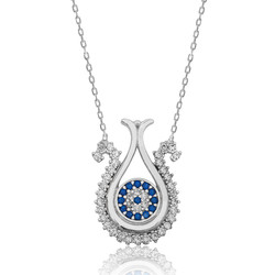 Gumush - Sterling Silver 925 Evil Eye Tulip Necklace for Women