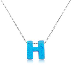 Gumush - Sterling Silver 925 Opal Letter Necklace For Women