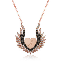 Gumush - Sterling Silver 925 Personalized Heart Angel Necklace For Women