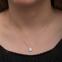 Gümüş Minimal Kar Tanesi Kadın Kolye - Thumbnail