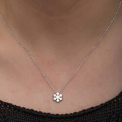 Gümüş Minimal Kar Tanesi Kadın Kolye - Thumbnail