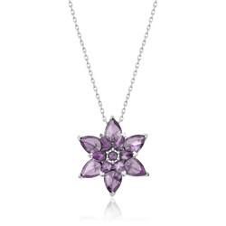 Gumush - Gümüş Mor Lotus Çiçeği Bayan Kolye