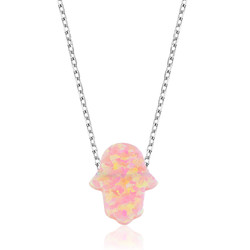 Gumush - Sterling Silver 925 Opal Hamse Necklace for Women