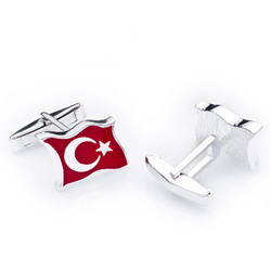Gumush - Gümüş Türk Bayrağı Kol Düğmesi