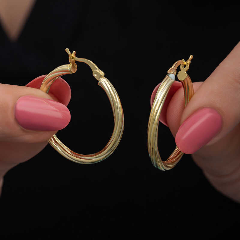 Gümüş Gold 3 Mm Burgu Şarnel Küpe