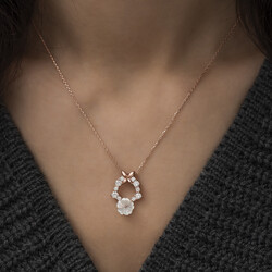 Gümüş Rose Bahar Çiçeği Kolye - Thumbnail