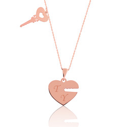 Gumush - Sterling Silver 925 Personalized Heart Keys Necklace for Women