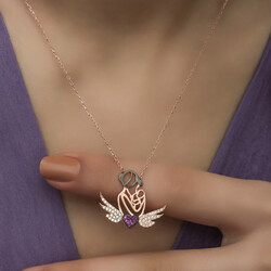 Sterling Silver 925 Mother Necklace for Women - Thumbnail