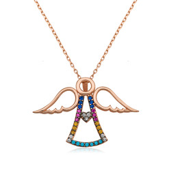 Gumush - Sterling Silver 925 Angel Wings Heart Necklace For Women