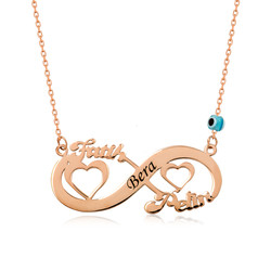 Gumush - Sterling Silver 925 Personalized Infinity Heart Necklace for Women