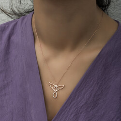 Sterling Silver 925 Mum and Child Necklace for Women - Thumbnail