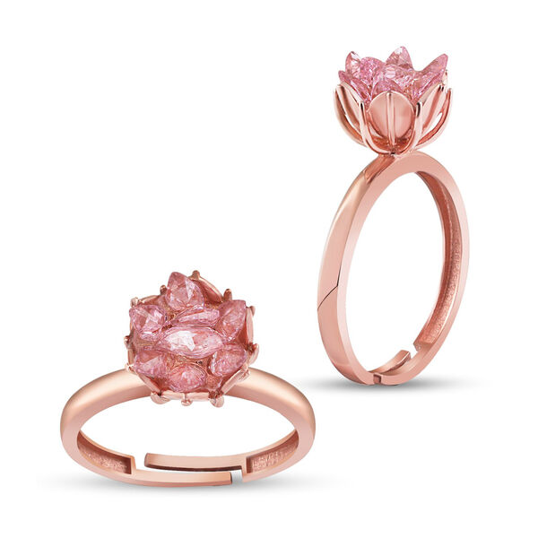 Gümüş Rose Pembe Lotus Çiçeği Yüzük