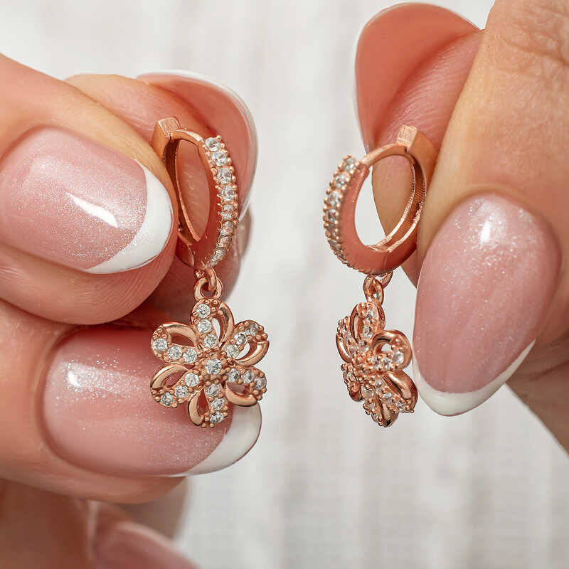 ​gümüş Sallantılı Rose Çiçek Kadın Küpe