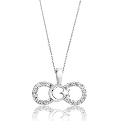 Gumush - Sterling Silver 925 Infinity Moon Star Necklace for Women