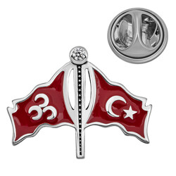 Gumush - Gümüş Üç Hilal Türk Bayrağı Rozet