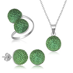 Gumush - Gümüş Yeşil Kristal Kadın Set