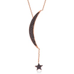 Gumush - Sterling Silver 925 Moon Star Necklace for Women