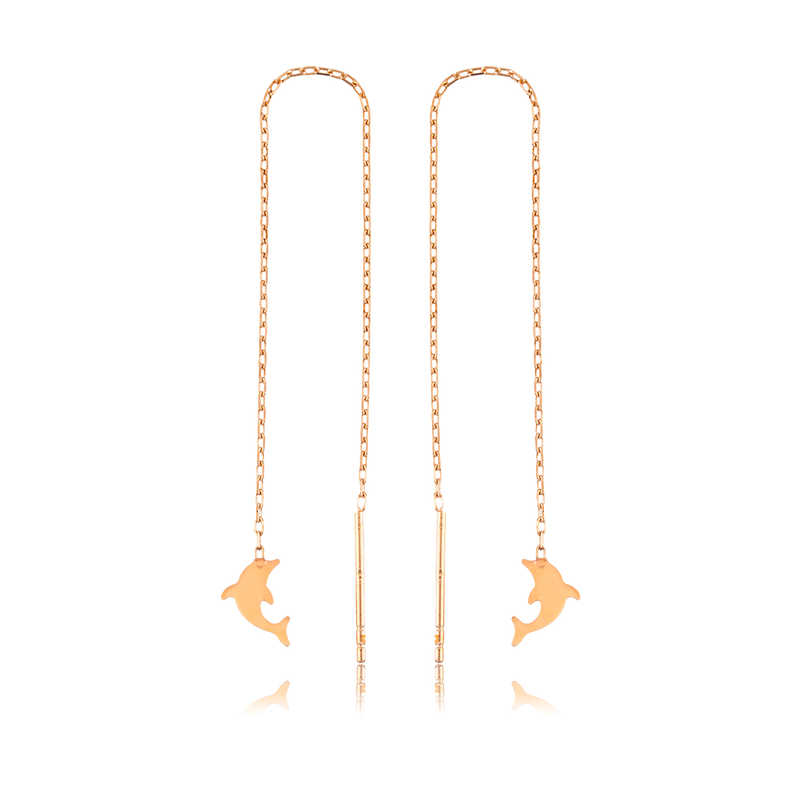 Gümüş Zincirli Yunus Balığı Küpe