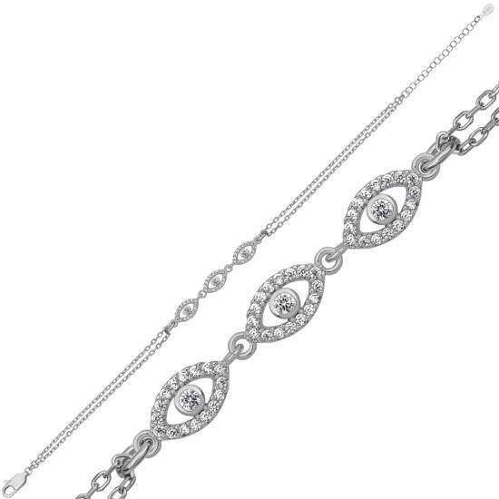 Gümüş Üçlü Mekik Model Kadın Bileklik