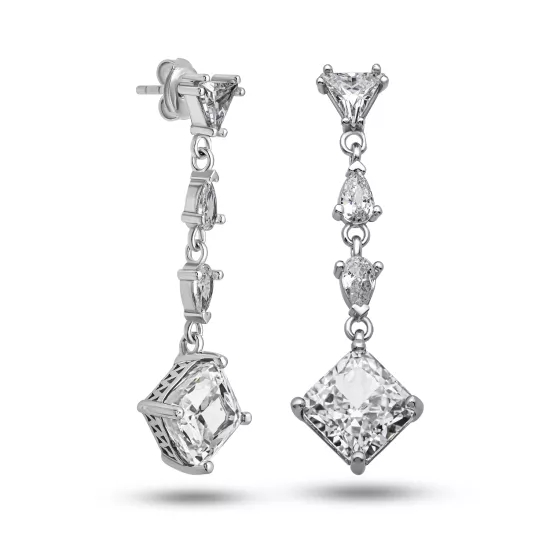 Gümüş Ice Cut Zirkon Taşlı Işıltılı Kadın Küpe