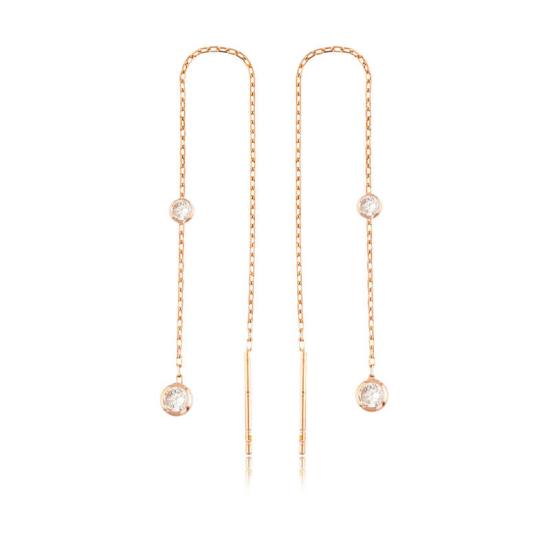 Gümüş Zincirli Beyaz Taşlı Küpe