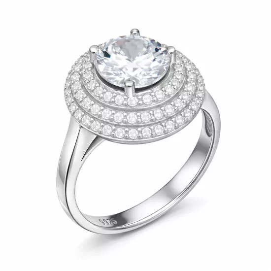 Gümüş 3 Sıra Taşlı Anturaj Kadın Yüzük