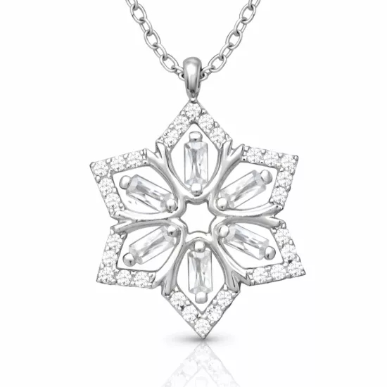 Gümüş Baget Taşlı Çiçek Kadın Kolye